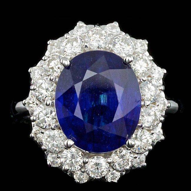 14k Gold 7.00ct Sapphire 1.75ct Diamond Ring