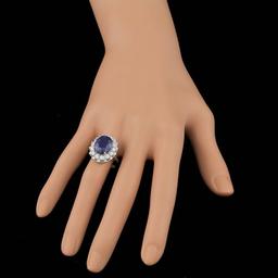 14k Gold 7.00ct Sapphire 1.75ct Diamond Ring