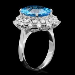 14k White Gold 7.00ct Topaz 0.70ct Diamond Ring