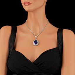 18k 38.00ct Tanzanite 12.35ct Diamond Necklace