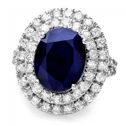 14k Gold 5.00ct Sapphire 2.00ct Diamond Ring