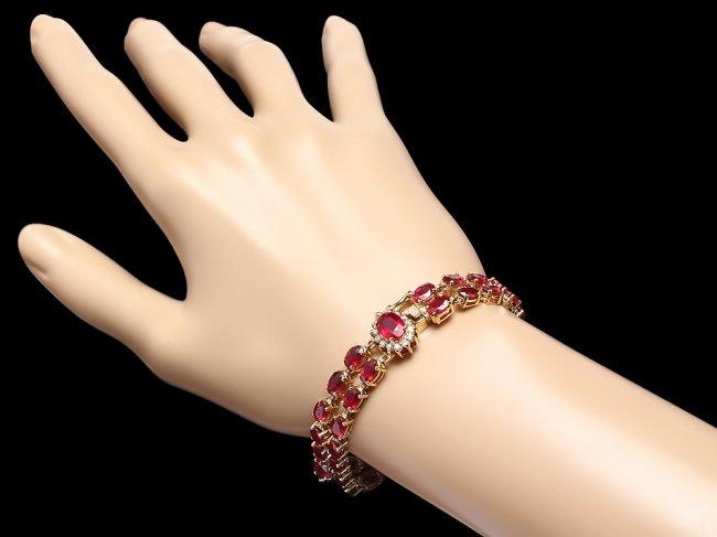 14k Yellow Gold 31ct Ruby 0.30ct Diamond Bracelet