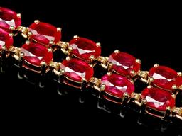 14k Yellow Gold 31ct Ruby 0.30ct Diamond Bracelet