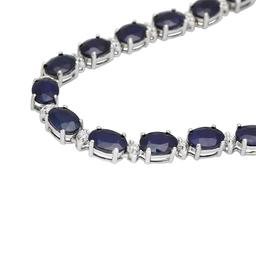 14K Gold 43.10ct Sapphire 1.51ct Diamond Necklace