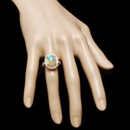 14k Yellow Gold 4.20ct Opal 1.10ct Diamond Ring