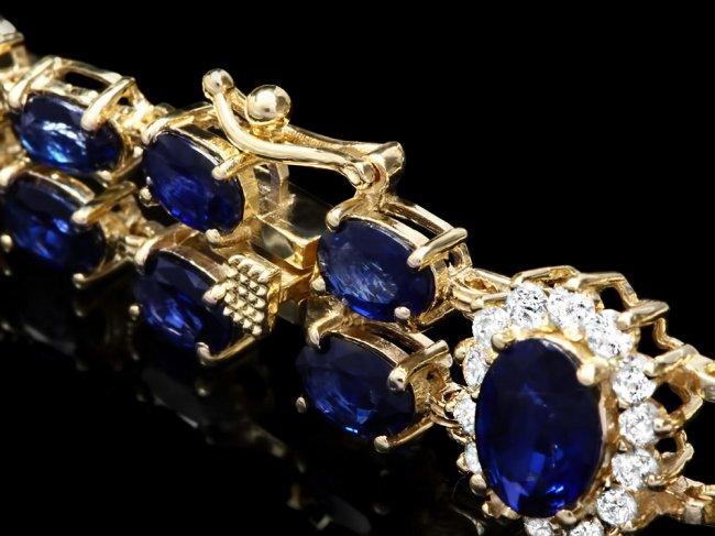 14k Gold 22ct Sapphire 1.50ct Diamond Bracelet