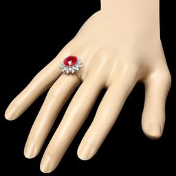 14k White Gold 5.00ct Ruby 0.80ct Diamond Ring