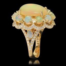 14k Yellow Gold 22.74ct Opal 1.46ct Diamond Ring