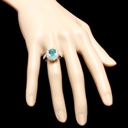 14k White Gold 2.50ct Emerald 1.20ct Diamond Ring