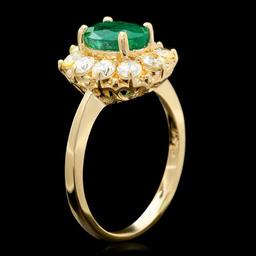 14k Gold 1.80ct Emerald 1.00ct Diamond Ring