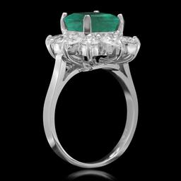 14K Gold 3.49ct Emerald 2.00ct Diamond Ring