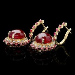 14k Gold 24.5ct Ruby 0.70ct Diamond Earrings