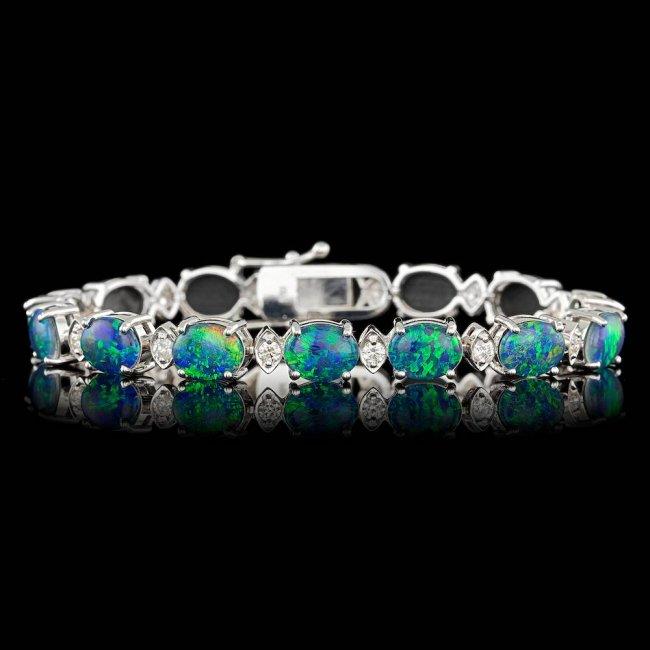 18k Gold 17.50ct Opal 1.10ct Diamond Bracelet