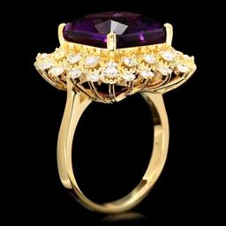 14k Gold 7.30ct Amethyst 1.00ct Diamond Ring