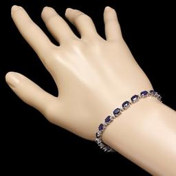 14k Gold 12.00ct Sapphire 0.55ct Diamond Bracelet