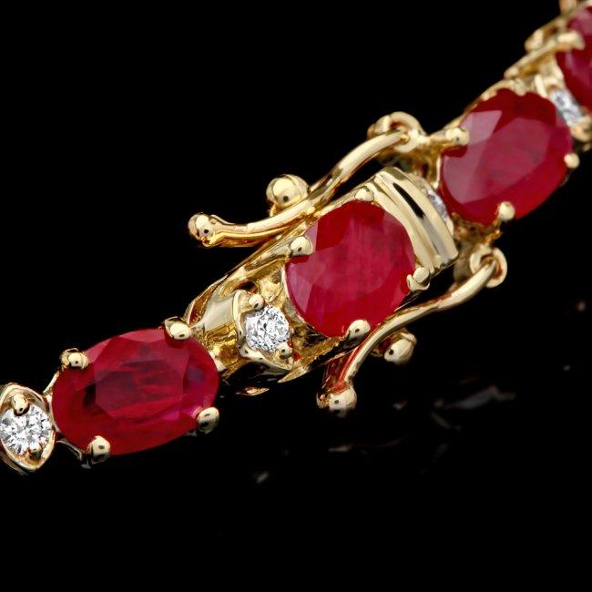 14k Yellow Gold 12ct Ruby 0.55ct Diamond Bracelet