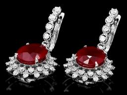 14k Gold 14.15ct Ruby 1.80ct Diamond Earrings