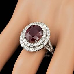 14k White Gold 5.50ct Ruby 2.15ct Diamond Ring