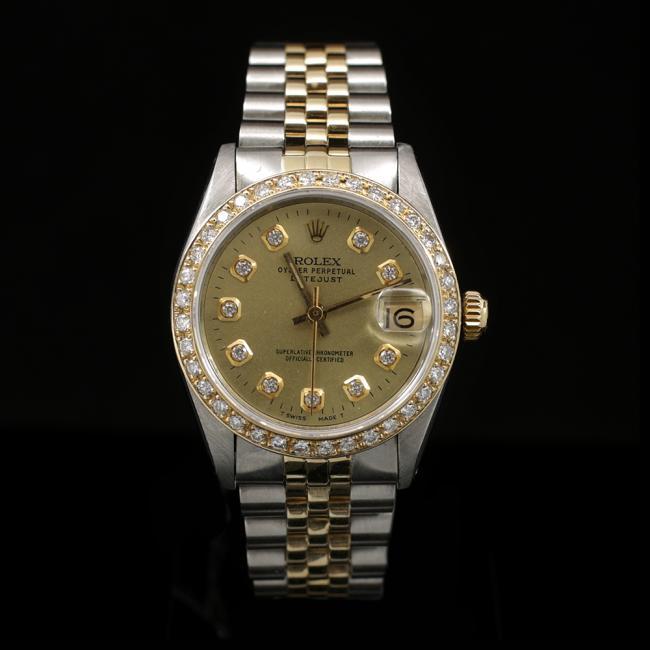 Rolex DateJust Two-Tone 31mm Custom Diamond Bezel Women's Wristwatch