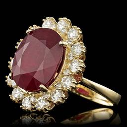 14k Yellow Gold 11.00ct Ruby 1.40ct Diamond Ring