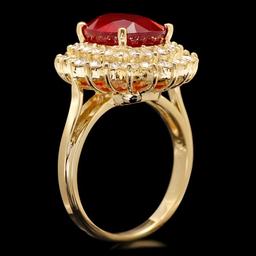 14k Yellow Gold 6.20ct Ruby 1.50ct Diamond Ring