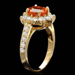 14k Yellow Gold 2.40ct Garnet 1ct Diamond Ring