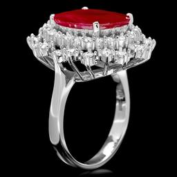 14k White Gold 4.75ct Ruby 1.50ct Diamond Ring