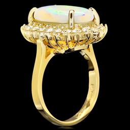 14k Yellow Gold 4.00ct Opal 1.00ct Diamond Ring