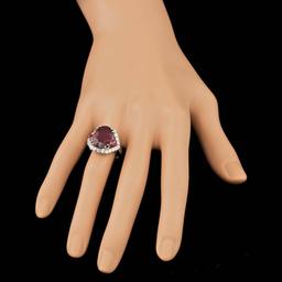 14k White Gold 7.3ct Ruby 1.20ct Diamond Ring