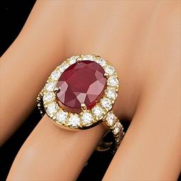 14k Yellow Gold 7.50ct Ruby 1.70ct Diamond Ring