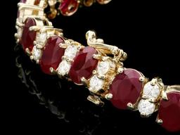 14k Gold 24.50ct Ruby 3.80ct Diamond Bracelet