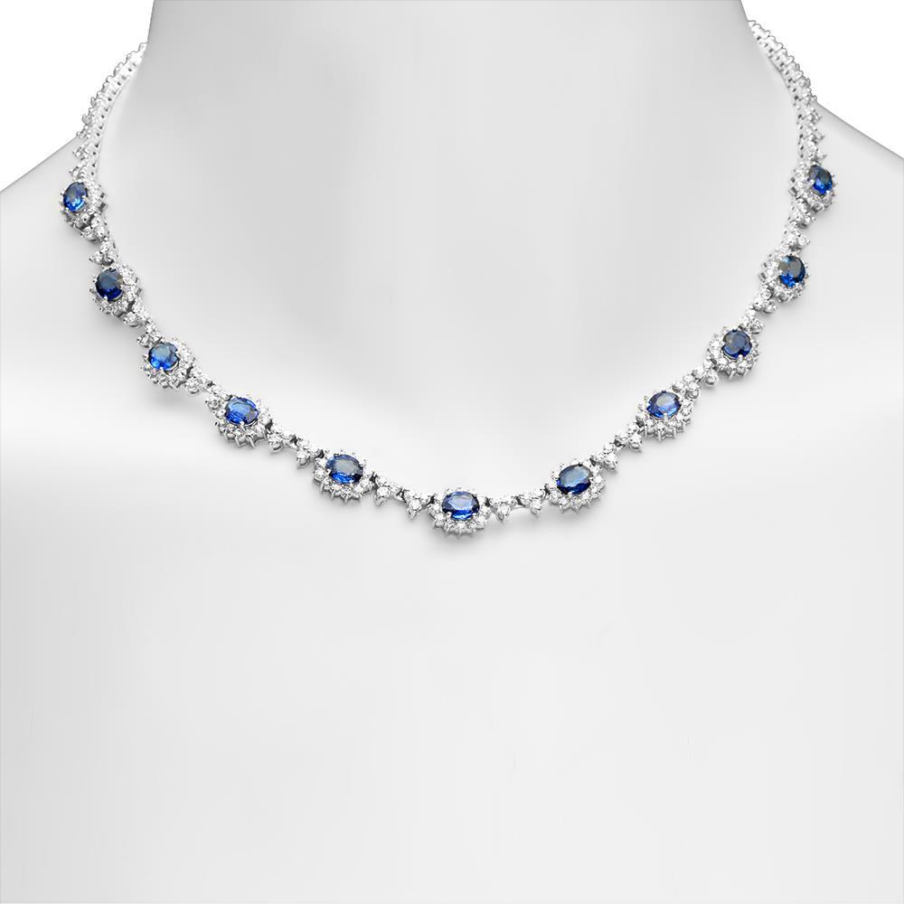 14K Gold 7.88ct Sapphire 8.79cts Diamond Necklace