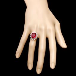 14k White Gold 6.50ct Ruby 0.50ct Diamond Ring