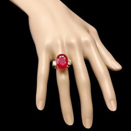 14k Yellow Gold 14.00ct Ruby 1.40ct Diamond Ring