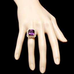 14k Gold 7.30ct Amethyst 1.00ct Diamond Ring