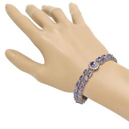 14K Gold 18.47ct Tanzanite 1.28ct Diamond Bracelet