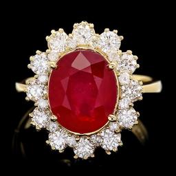 14k Yellow Gold 5.50ct Ruby 1.30ct Diamond Ring