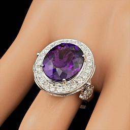 14k Gold 7.00ct Amethyst 1.90ct Diamond Ring