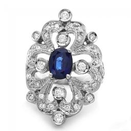 14k Gold 1.75ct Sapphire 1.15ct Diamond Ring