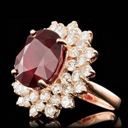 14k Rose Gold 13.00ct Ruby 3.20ct Diamond Ring