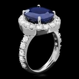 14k Gold 8.00ct Sapphire 2.00ct Diamond Ring