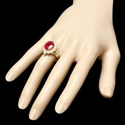 14k Yellow Gold 7.24ct Ruby 1.56ct Diamond Ring