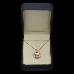 14K Gold 5.30ct Kunzite 1.00ct Diamond Pendant