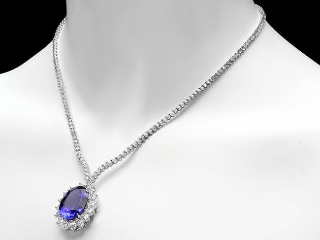 18k Gold 18.50ct Tanzanite 12ct Diamond Necklace