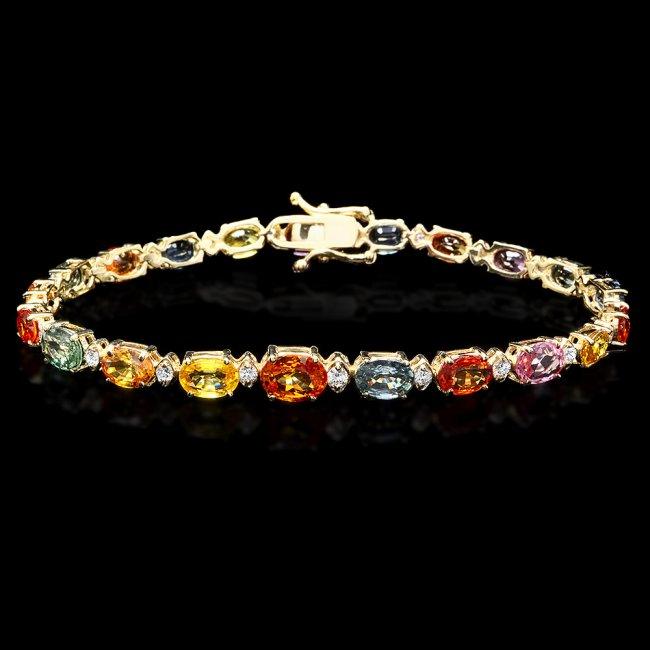 14k Gold 15.00ct Sapphire 0.70ct Diamond Bracelet