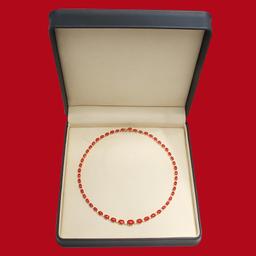 18K Gold 30.61ct Coral 1.35ct Diamond Necklace