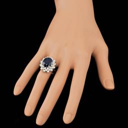 14k Gold 7.00ct Sapphire 2.55ct Diamond Ring