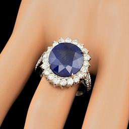 14k Gold 9.50ct Sapphire 1.35ct Diamond Ring