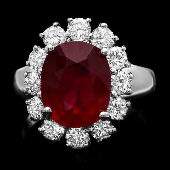 14k White Gold 4.80ct Ruby 1.40ct Diamond Ring