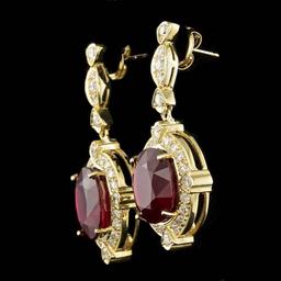 14k Gold 23.50ct Ruby 1.80ct Diamond Earrings